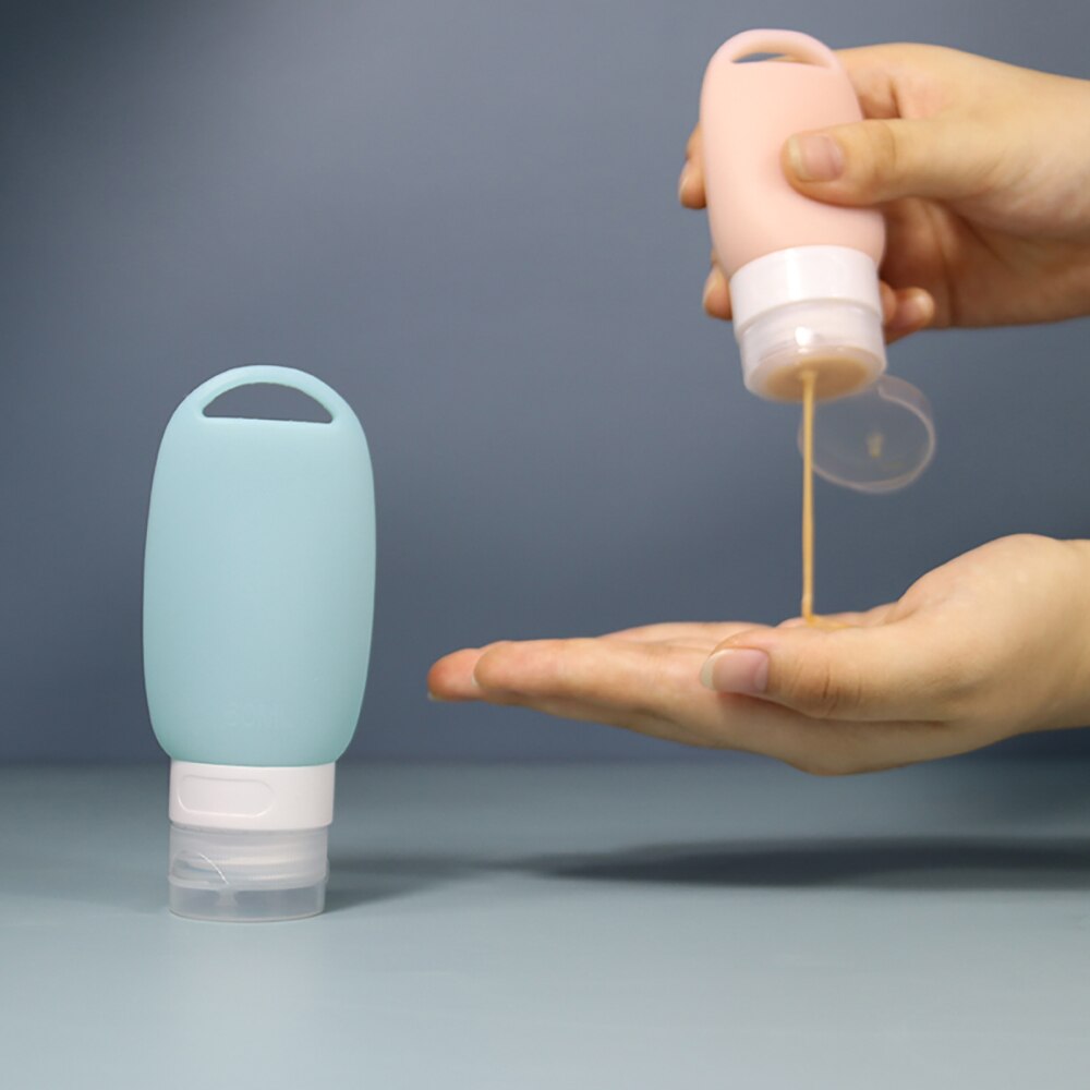 Travel Bottle Leakproof Silicone Refillable Squeezable Travel Tube with Keychain Hook for Cosmetic Toiletry Shampoo 40/60ml
