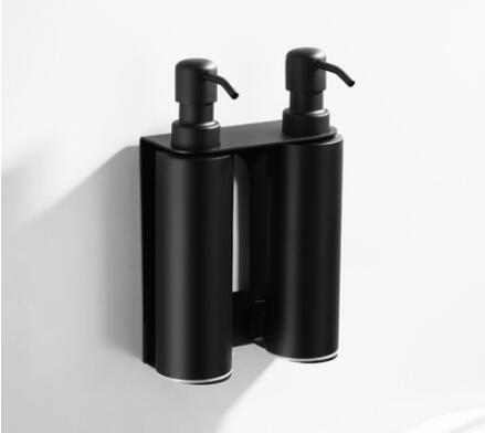 Flydende sæbedispenser hånd køkkenvask sæbe beholder 304 rustfrit stål sort badeværelse shampoo holder vægmonteret flaske: Stil 11 sort
