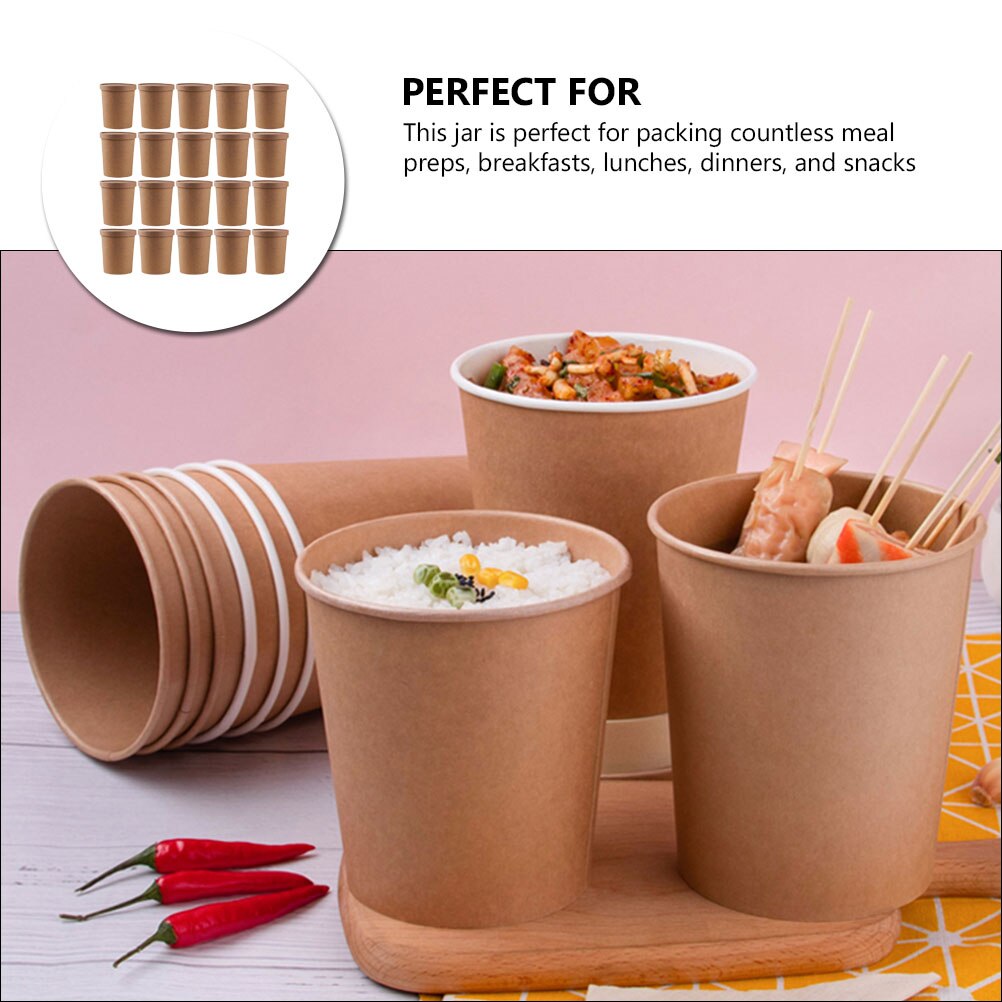 25 Sets Takeout Food Cups Disposable Packing Boxes Ice Cream Cups with Lids