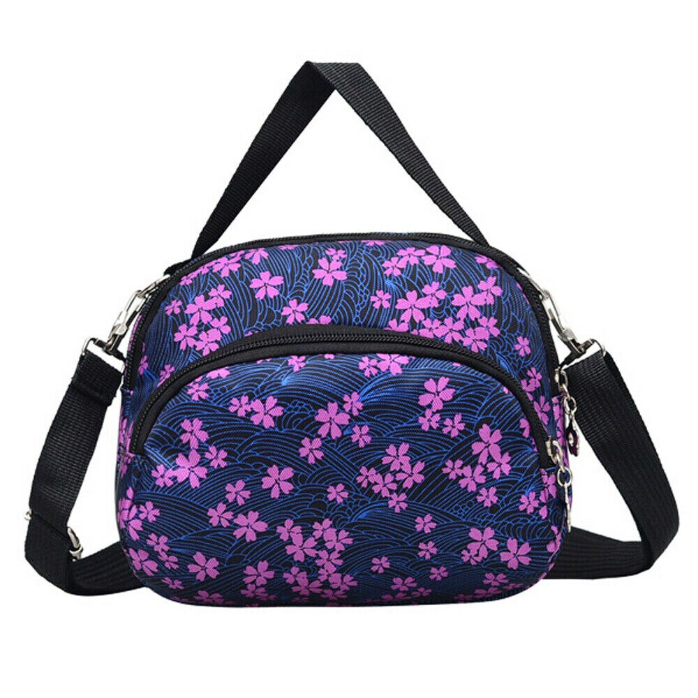 Women Nylon Zipper Shoulder Messenger Handbag Bag Floral Travel Bags: H