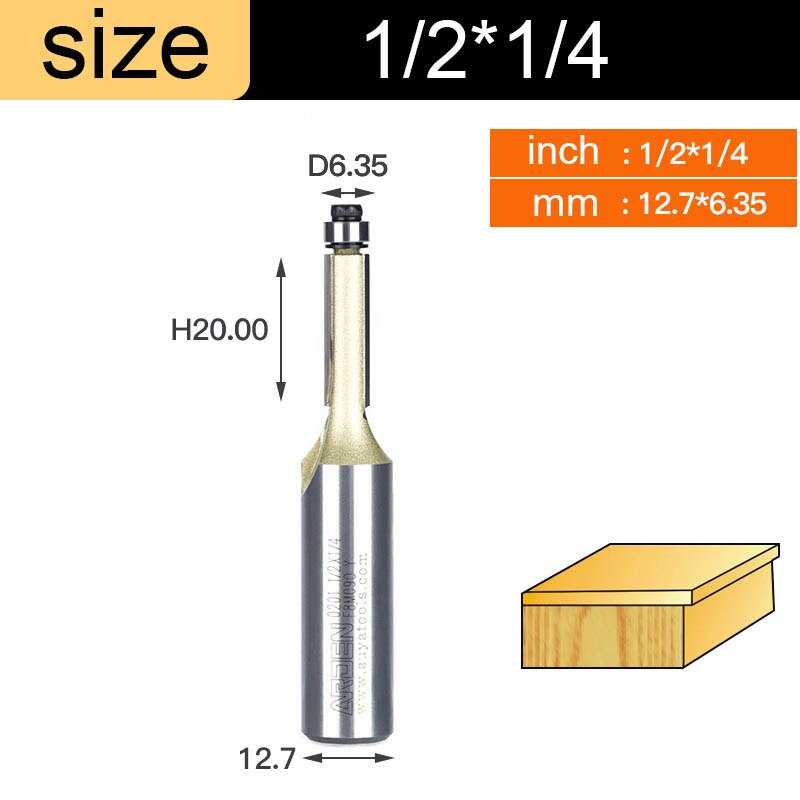 Arden Flush Trim Router Bits for Wood 1/2 1/4 Shank Woodworking Tools Trimming Cutters with Bearing Endmill Milling Cutter: X01305