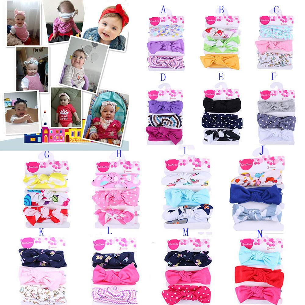 Baby pannband 3 st barn blommigt pannband flickor baby elastisk pilbåge tillbehör hårband set baby hår accessoarer