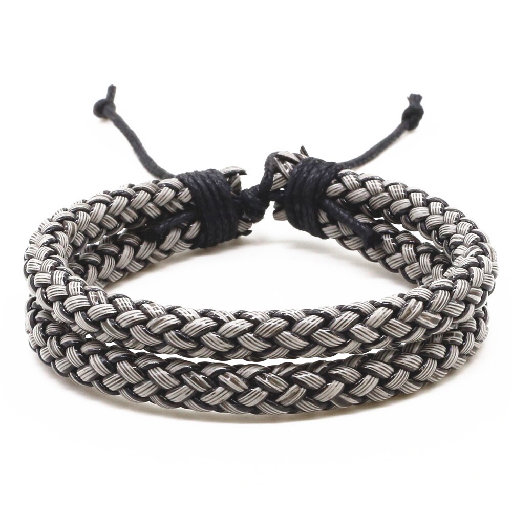 Trendy Handmade Femme Homme Female Vintage Braid Weave Charm Cuff Wrap Men Leather Bracelets For Women Jewelry Accessories