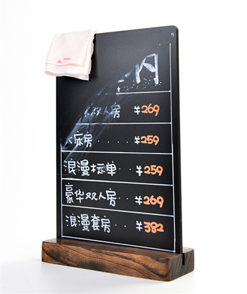 A4 Double Sided Wood Menu Paper Holder Stand Table Sign Card Blackboard Holder Desktop Message Poster Display Stand With Clip