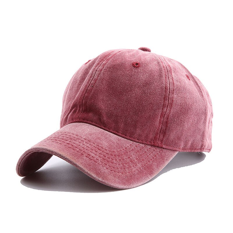 Korean Men&#39;s Baseball Cap Washed Cotton Light Board Multi-Color Optional Pure Color Bone Cap Stitching Hip Hop Sun Visor Dad Hat: wine red