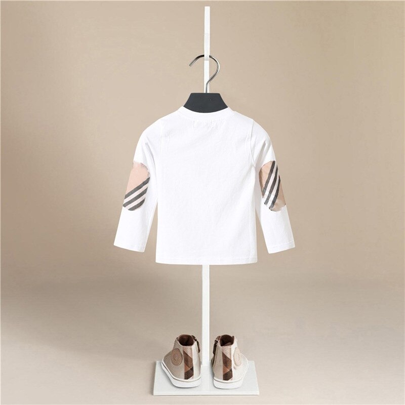 Børn t-shirts drenge stribet lomme lange ærmer toppe piger efterår vinter bomuld sweatshirt 1-5 år børn t shirts tøj