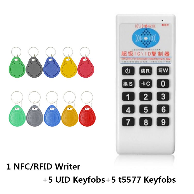 Handheld RFID NFC 125Khz-500Khz Reader Duplicator IC 13.56MHZ Smart Cloner Card ID Copier ReWriter Cards key Suit: Package 4