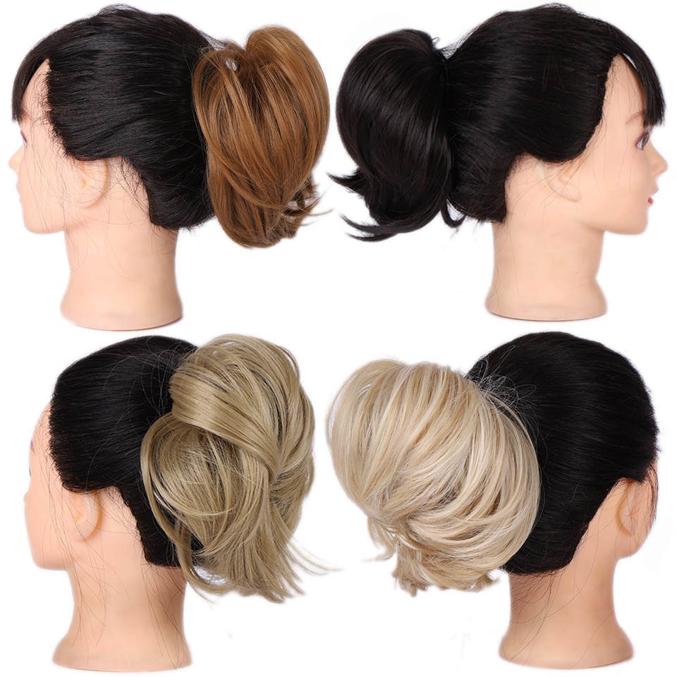 Women's Curly Chignon With Elastic Rubber Band Synthetic Scrunchie Wrap Hair Messy Bun Hairpieces On Messy Bun Ponytails