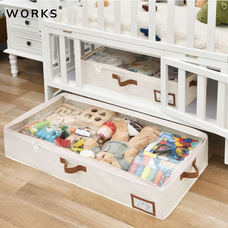 4 Pack Foldable Underbed Storage Box for Clothes Under Bed Clothes Organizer With Sturdy Structure and Ultra Thick Fabric