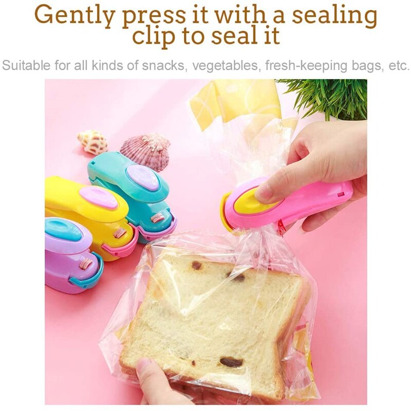5 Color Mini Portable Food Clip Heat Sealing Machine Handheld Sealer Home Snack Bag Resealer Kitchen Accessories Food Saver Tool