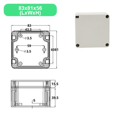 Economy F Series DIY Outdoor Monitoring power box Electrical Enclosure Case ABS Plastic Waterproof Sealed Junction Wire Box: 83x81x56mm(LxWxH)