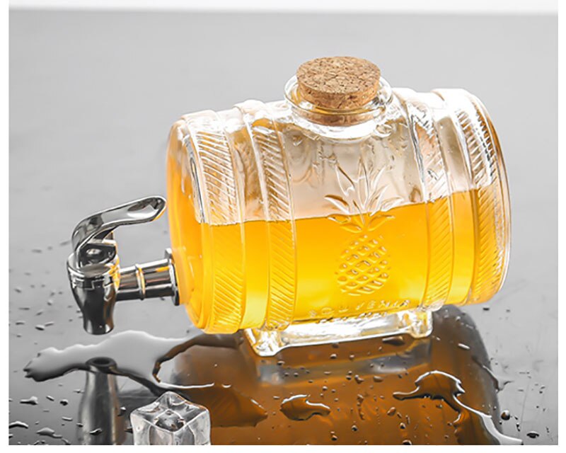 DEOUNY Glass Barrel Whiskey Decanter Nautical Liquor Beer Dispenser Lead Free Decanter For Scotch Bourbon Rum Brandy 1000ML: 1000ml