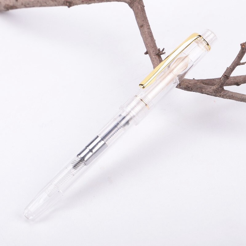 Clear Transparent Fountain Pen 0.5/0.38mm Nib Writing Calligraphy Ink Pen Student Stationery School Office Supplies: Color 1 / 0.5mm