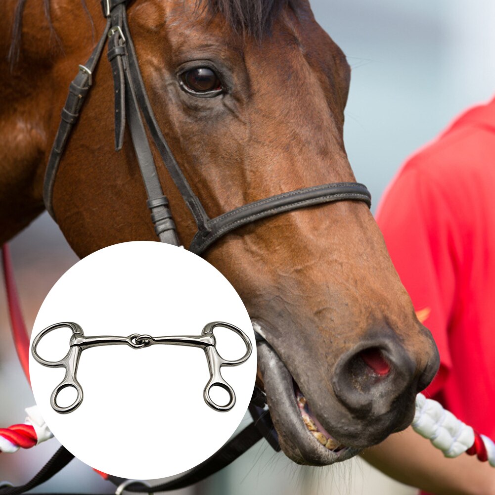 Broca de Snaffle de acero inoxidable, suministros ecuestres, equitación, carreras, Dee, articulación sólida, a prueba de ruído, equipo de entrenamiento de media mejilla