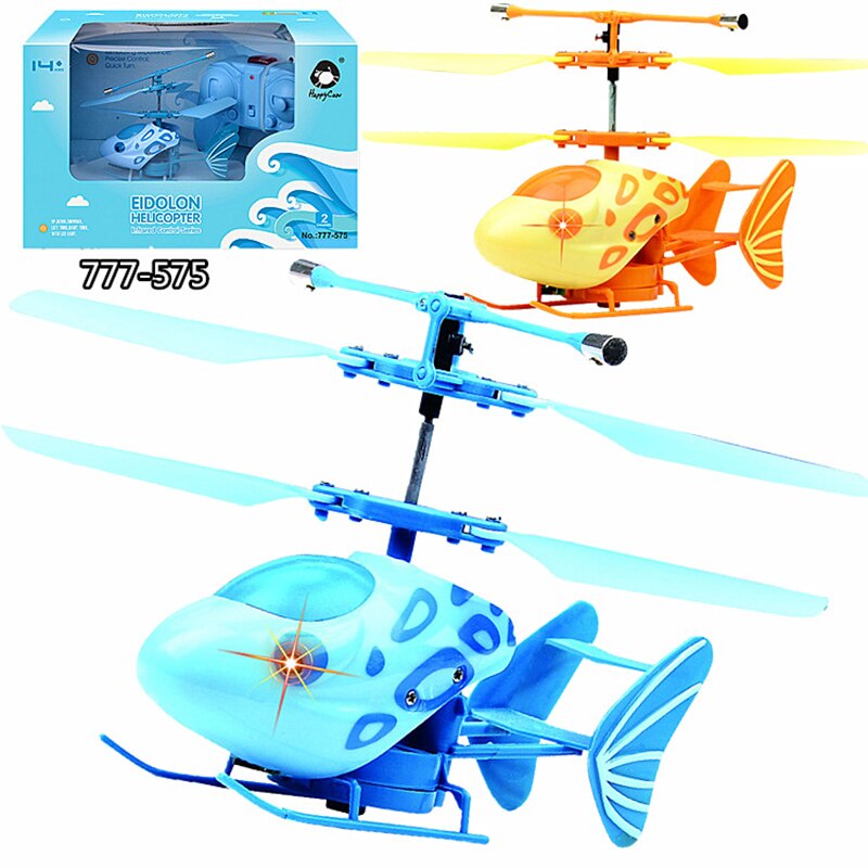 2.4G Remote Control Helicopter Two Way Remote Control Flying Fish With Gyroscope Light Model Aircraft For Kids Year