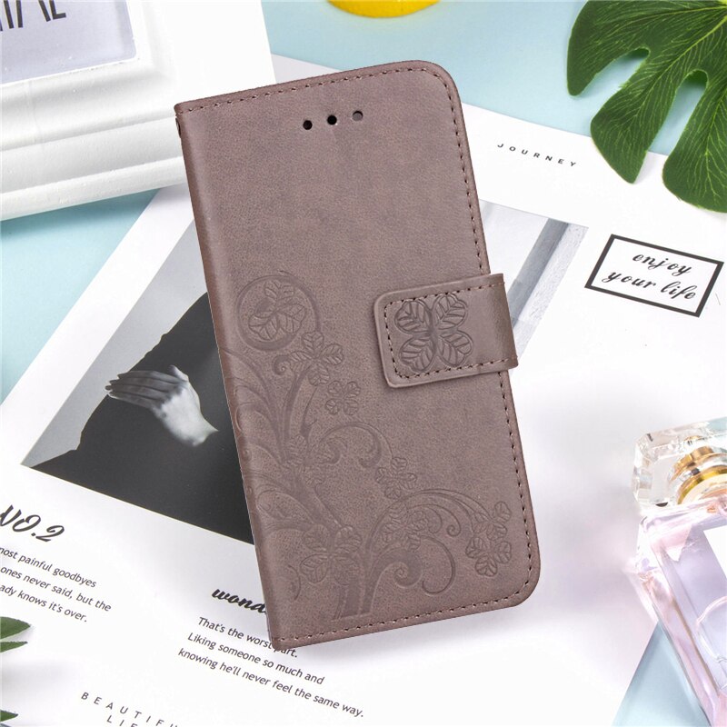 Luxe leren flip-book case voor htc desire 620 620g rozenbloem portemonnee standaard telefoonhoesje coque: 2 grijs