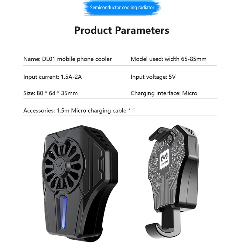 Mobile Phone Radiator Phone Heat Sink Cooling Fan Game Phone Cooler Gamepad Holder Eating Chicken Artifact Snap-on Cooling Tool