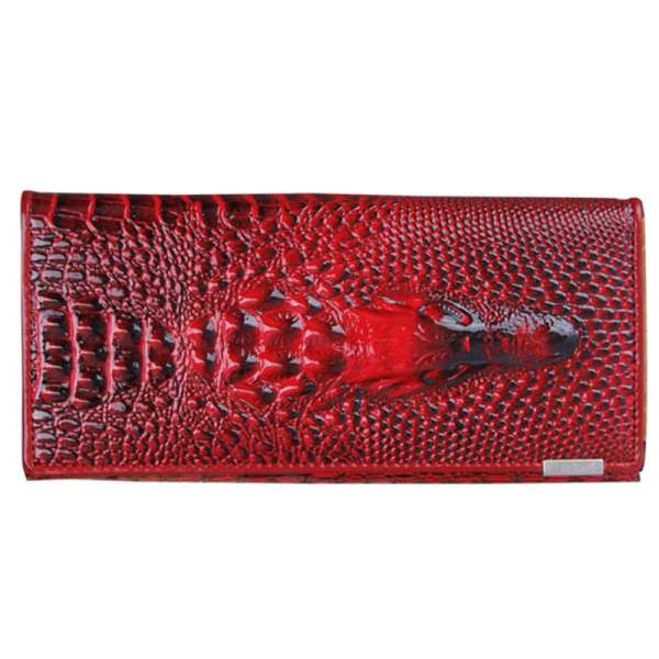 Genuine Leather 3D Embossing Alligator Ladies Crocodile Long Clutch Wallets Women Wallet Female Coin Purses Holders Brand: wine red