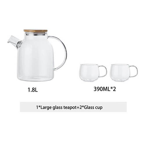 1l/1.8 l gennemsigtig borosilikatglas tekande varmebestandig stor klar tekande blomster te sæt puer kedel kop kontor hjemmeværktøj: E