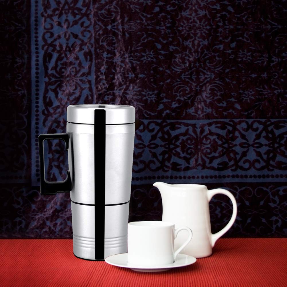 Bouilloire de chauffage de voiture, Simple 12V 300Ml Portable dans la machine à café de voiture théière véhicule chauffage tasse couvercle bouteille d&#39;eau extérieure électrique