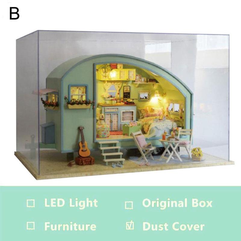 Diy Poppenhuis Handwerk Miniatuur Met Licht Meubels Kids Project Kit: B