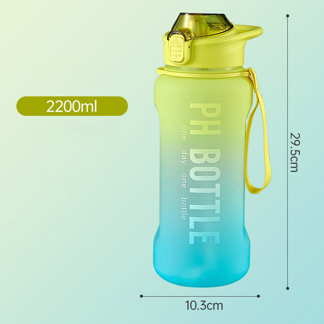 2200ml zdatność sportowy bidony zamykane przenośny butelka na wodę zdatność zdatność przenośna ponadgabarytowych butelka robić picia pojemność outdoorowy zbiornik w kształcie czajnika: żółty