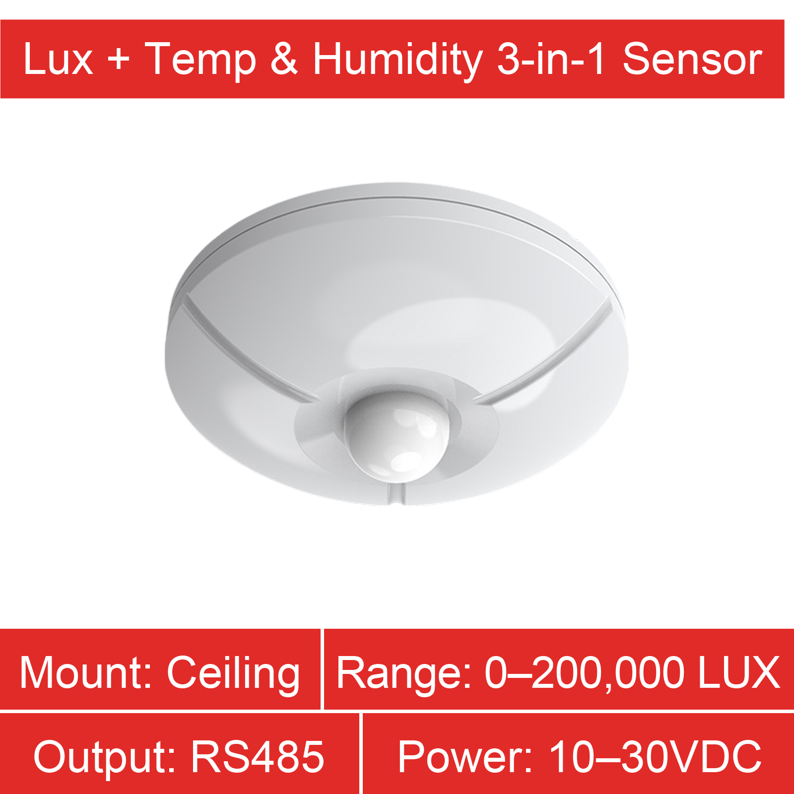 Ceiling Mounted Ambient Light Sensor High Accuracy Lux Meter with Temperature and Humidity for Environmental Monitoring: Brown