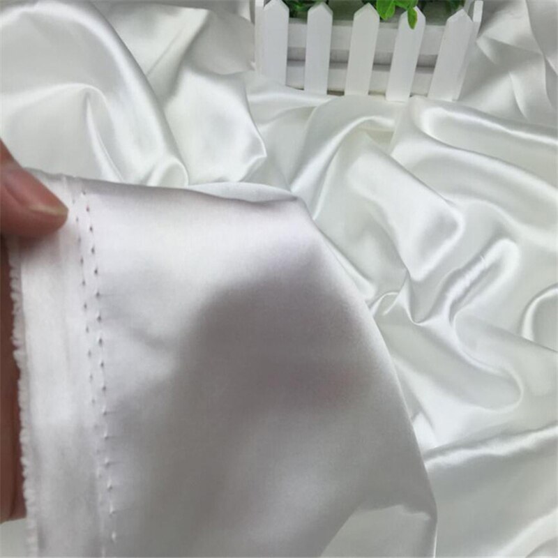 Shiny Polyester White Satin Fabric Roll for Wedding Dress Decoration
