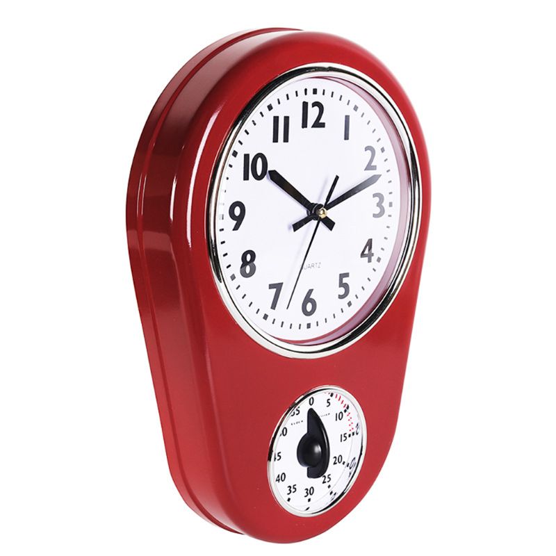 Home Retro Vintage Old Stylish Kitchen Time Wall Clock with 60 Minutes Timer