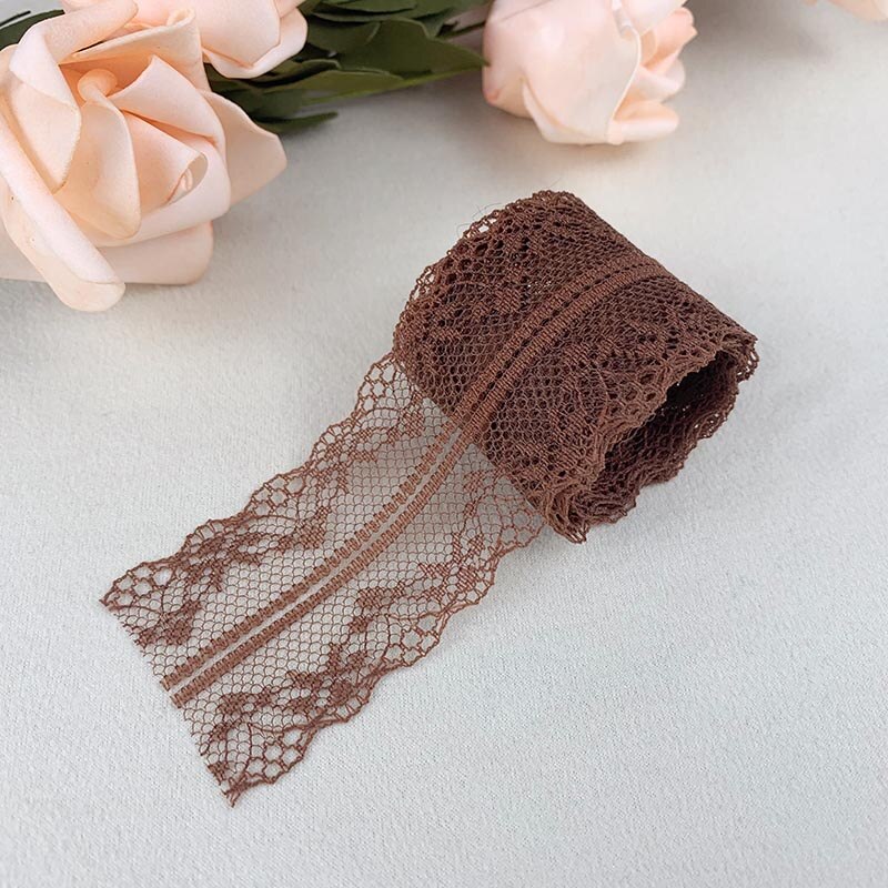 10 Yards 38mm ruban de dentelle filet brodé garniture de dentelle pour mariage fête rideau de noël décorations bricolage cheveux nœuds couture tissu: Lumière Rose