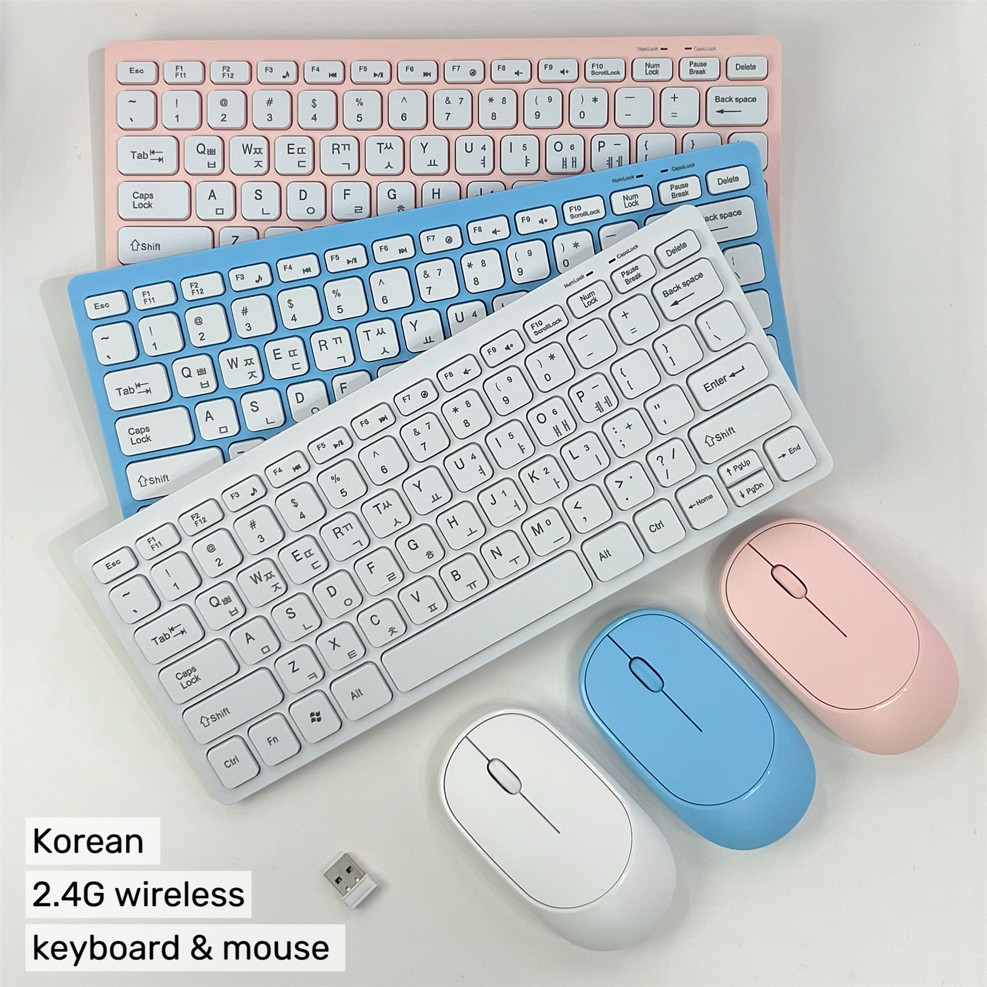 Korean 2.4G Wireless Keyboard and Mouse Protable Mini Keyboard Mouse Combo Set For Notebook Laptop Mac Desktop PC Computer