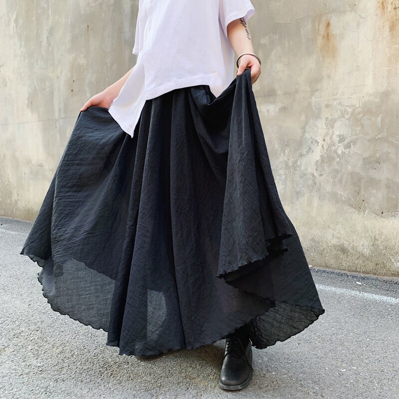 Pantalones de falda larga informales para hombre, ropa de calle Punk gótica, harén, ropa para amantes, color negro oscuro, japonés, novedad de verano de