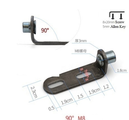 8Pcs 90 98 Degrees L Shaped Transforming Pivot Bracket M6 M8 Threaded Nut Furniture Chair Hardware Fitting