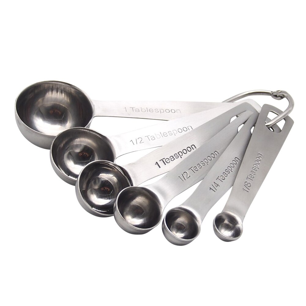 6pcs Stainless Steel Measuring Spoons Stainless Steel Teaspoon Kitchen Tools for Measuring Liquid and Dry Ingredients