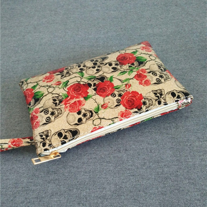 Yile lady pu handtas portemonnee tas bloemen schedel 0963