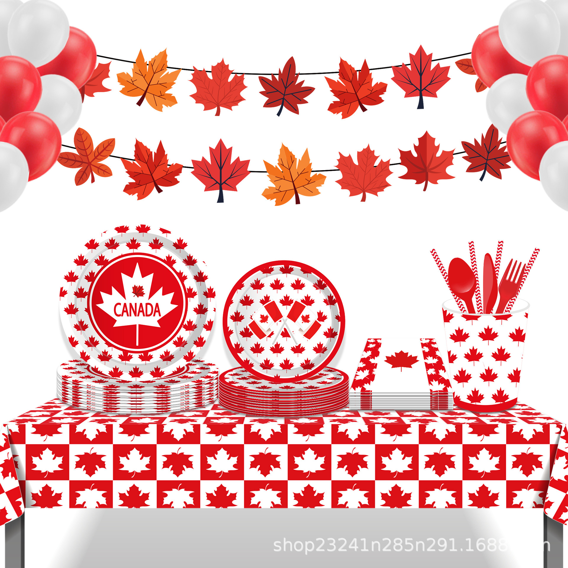 Canadese vlag Canada Servies Verjaardagsfeestje Benodigdheden Borden Kopjes Servetten Kopjes Servies Decoraties