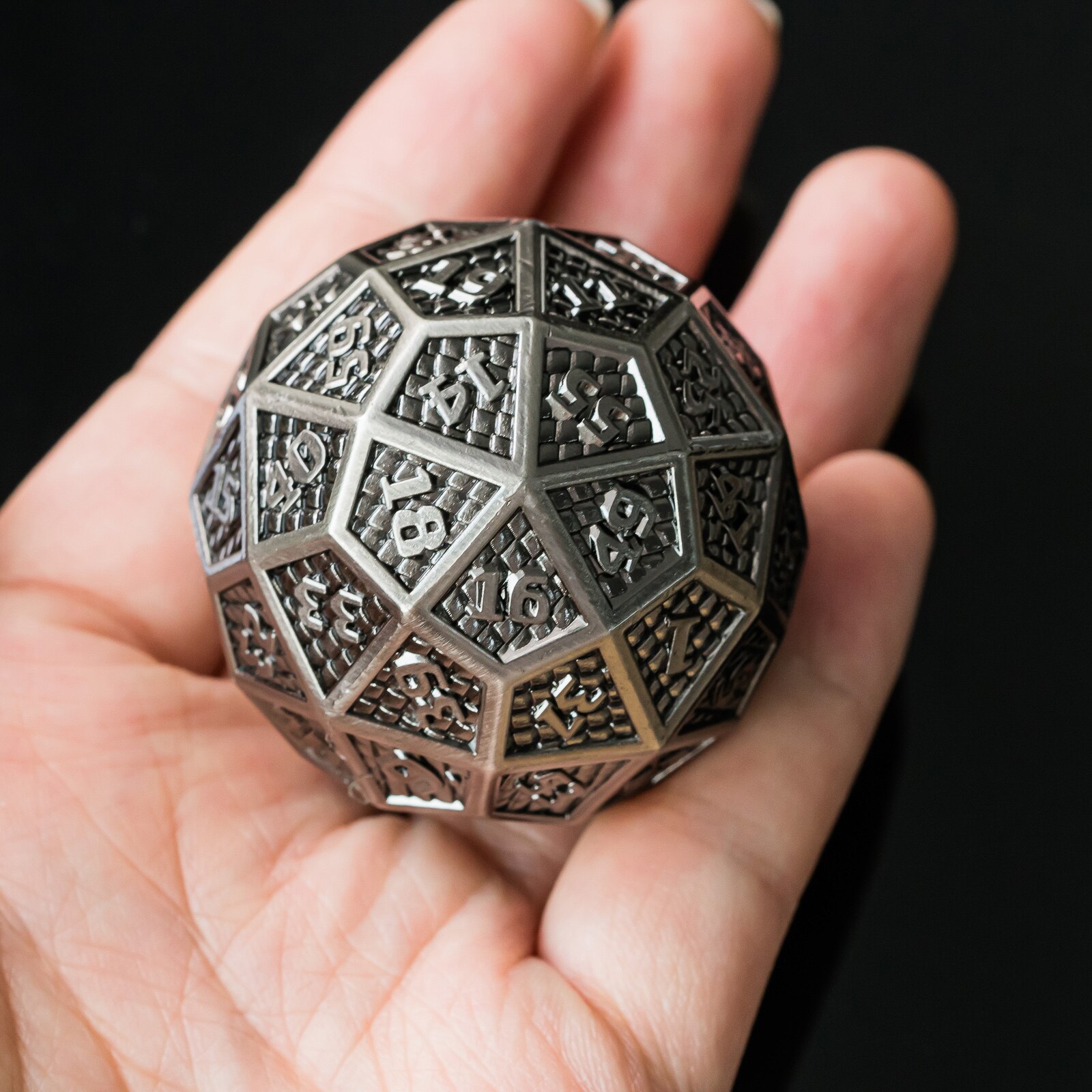 Cusdie 60 Sided Dice Giant Ancient Metal Dice D60 Dice DND Dice for D&D Role Playing Game MTG Pathfinder: Ancient Silver