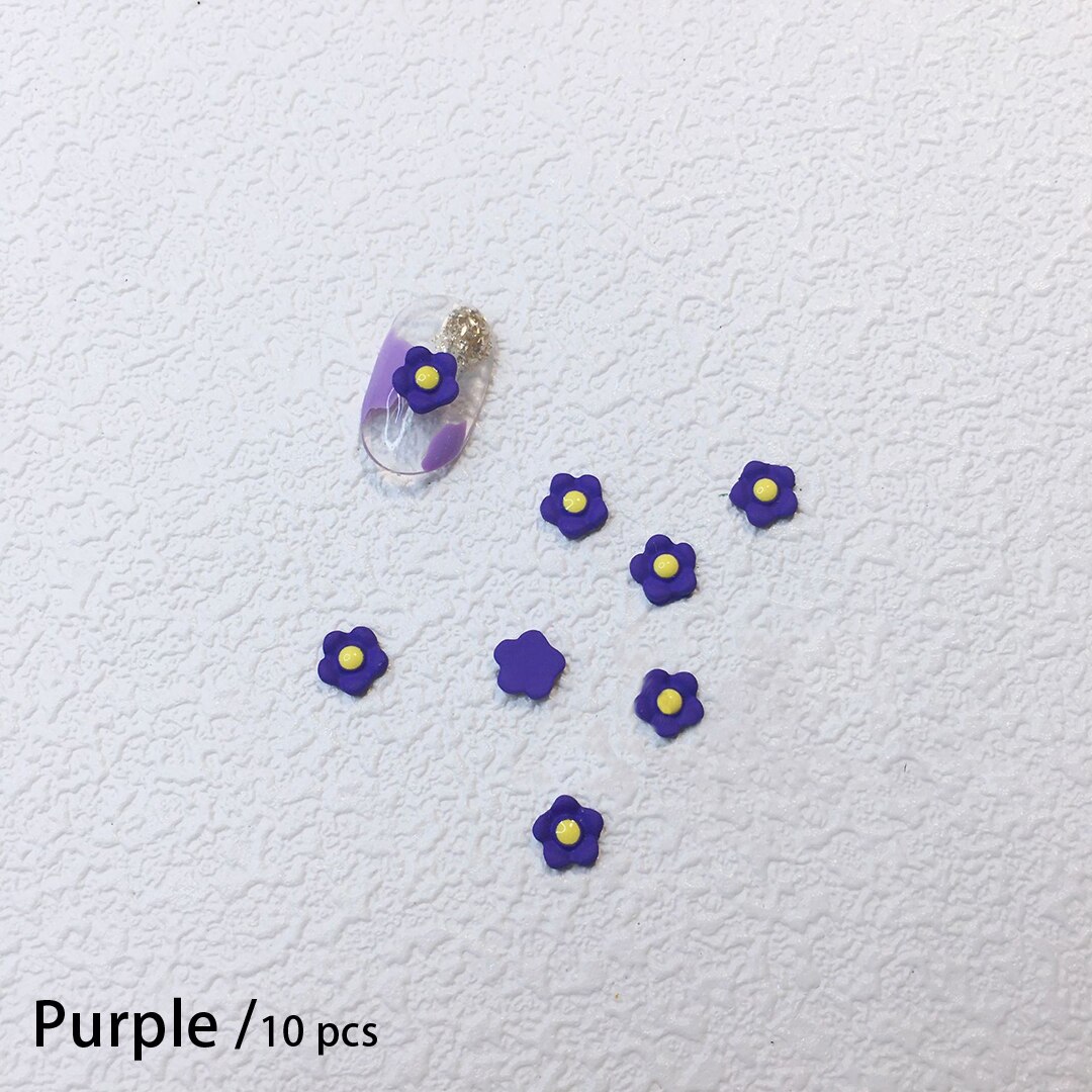 10Pcs Nail Bloem 3D Kawaii Nail Charms Kleurrijke Zonnebloem Diy Nail Art Plaksteen Onderdelen Decoraties Leuke Accessoires Manicure: Purple