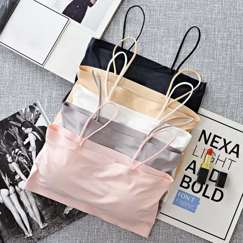 Women Sling Tube Top Sexy Bra Tops Breathable Chest Pad Wearing Underwear Solid Wrap Bra bandeau top