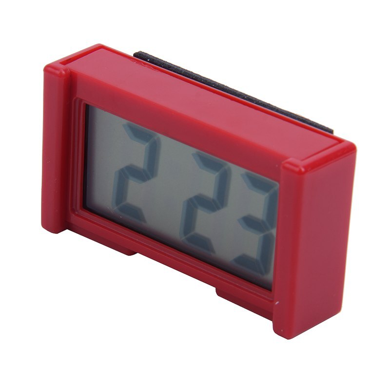Automotive Digital Car LCD Clock Self-Adhesive Stick On Time Portable, Red