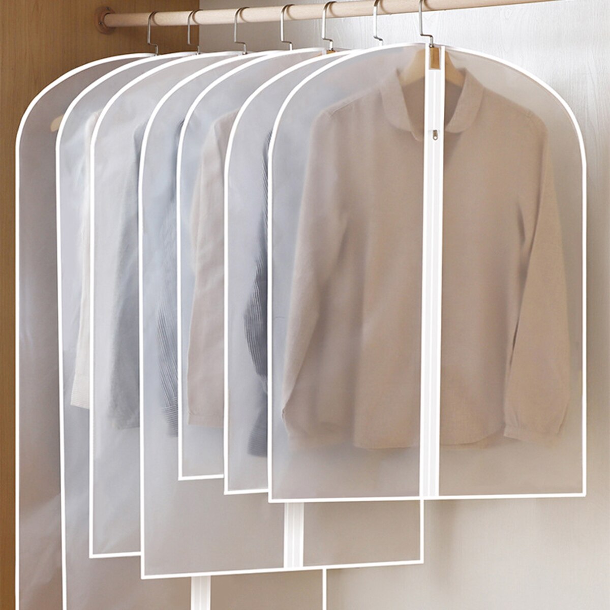 Funda para traje con cierre lavable, Protector a prueba de polvo para camisas, vestidos, chaquetas tipo suéteres, pantalones, bolsa colgante translúcida para ropa