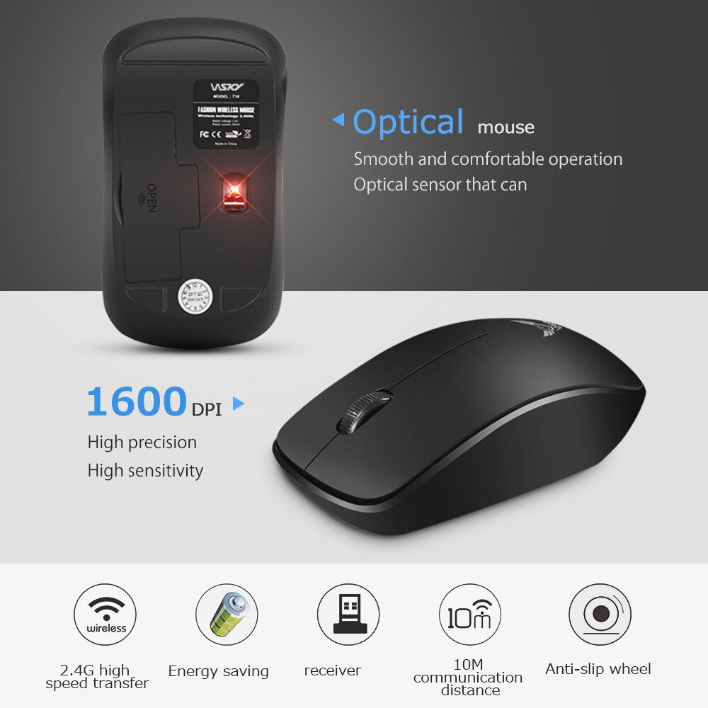 1600 DPI Optical Mouse Wireless 2.4GHz Mouse 3 Buttons Computer Mice For Laptop Mice PC