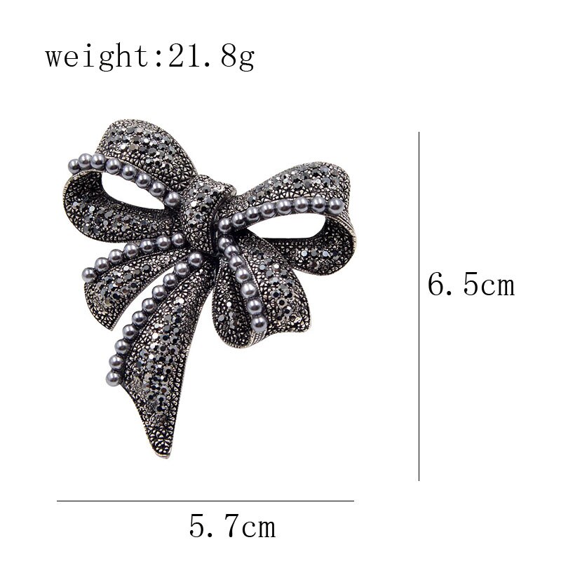 CINDY XIANG New Black Bow Spille per Le Donne Strass e Spilla di Perle Vintage Pin Spilla Gioielli di Moda Eleganti Accessori