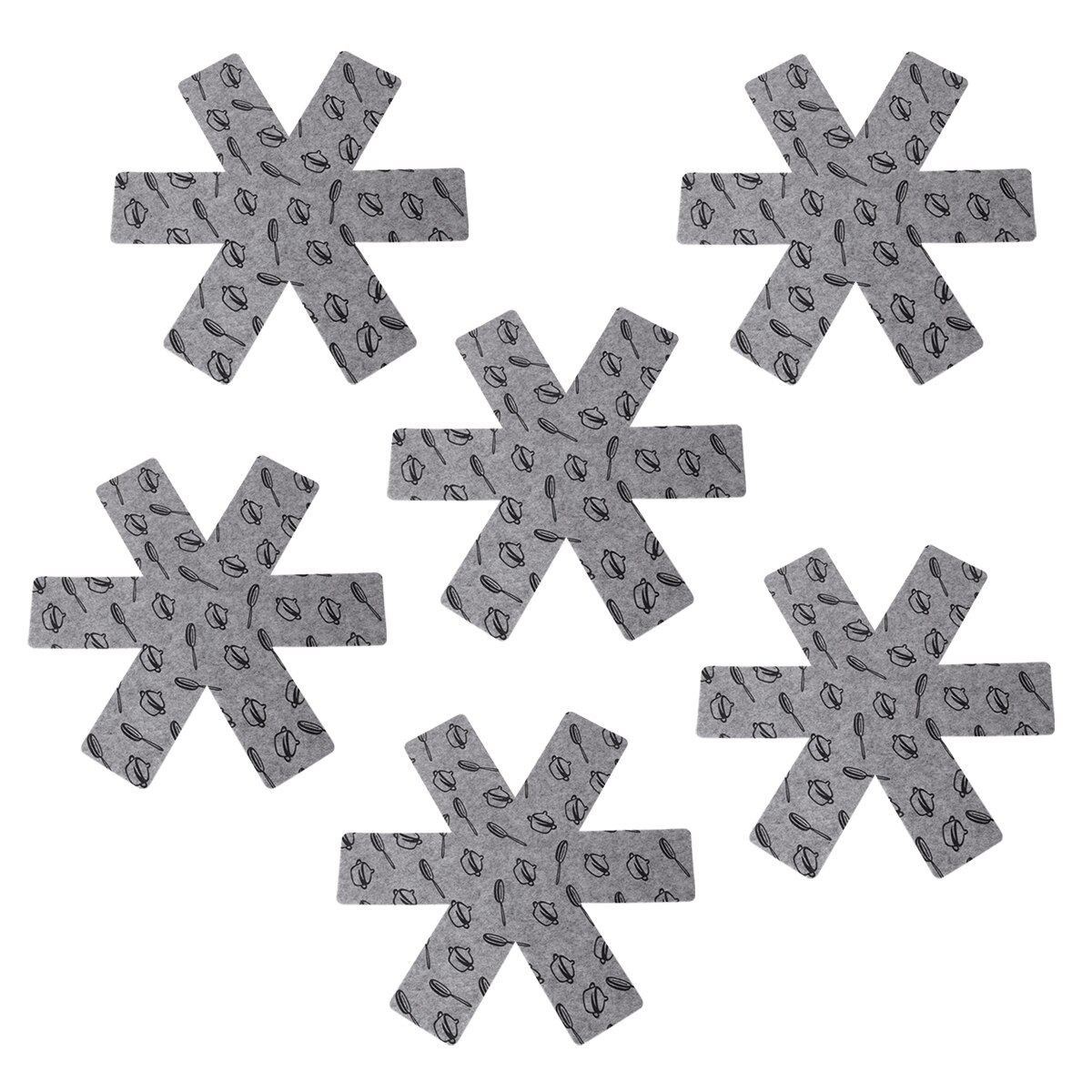6pcs Pot & Pan Protectors Gray Print Premium Divider Pads to Prevent Scratching Separate and Protect Surfaces for Cookware