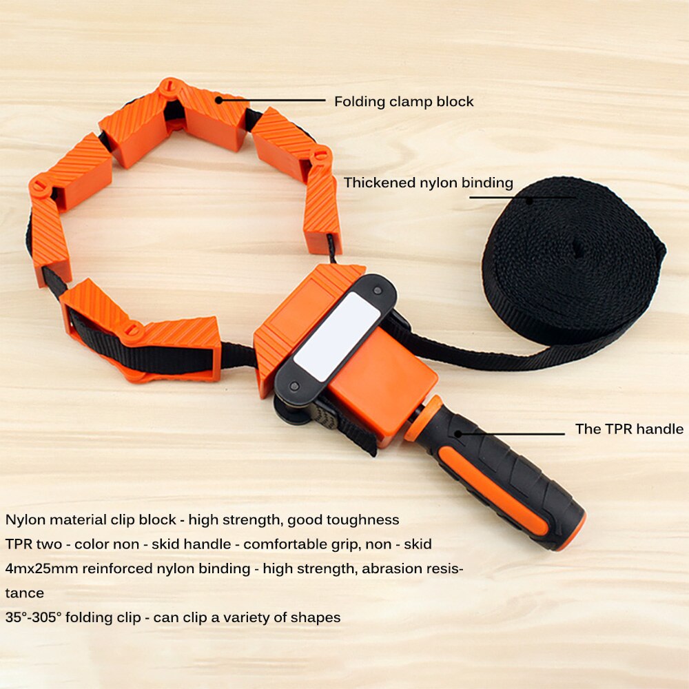Multifunction Belt Clamping Tools Woodworking Quick Adjustable Band Clamp Polygonal Clip 90 Degrees Binding Belt Clamp