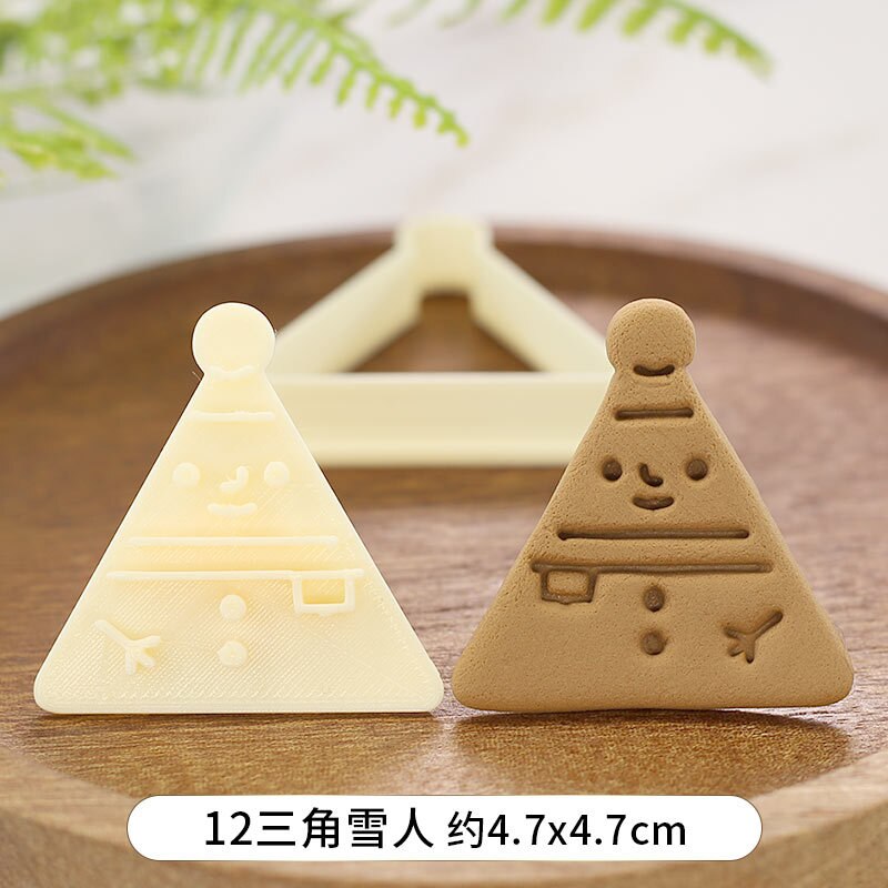 Cartoon Kerst Serie Biscuit Mold Driehoek Ronde 3D Drie-Dimensionale Drukken Keuken Handgemaakte Biscuit Cutter Bakken Tool: Style 12