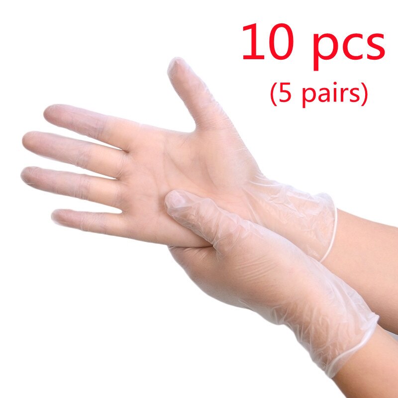 10 disposable pvc transparent gloves food labor insurance nitrile latex rubber kitchen work plastic transparent durable gloves: 10pcs / S