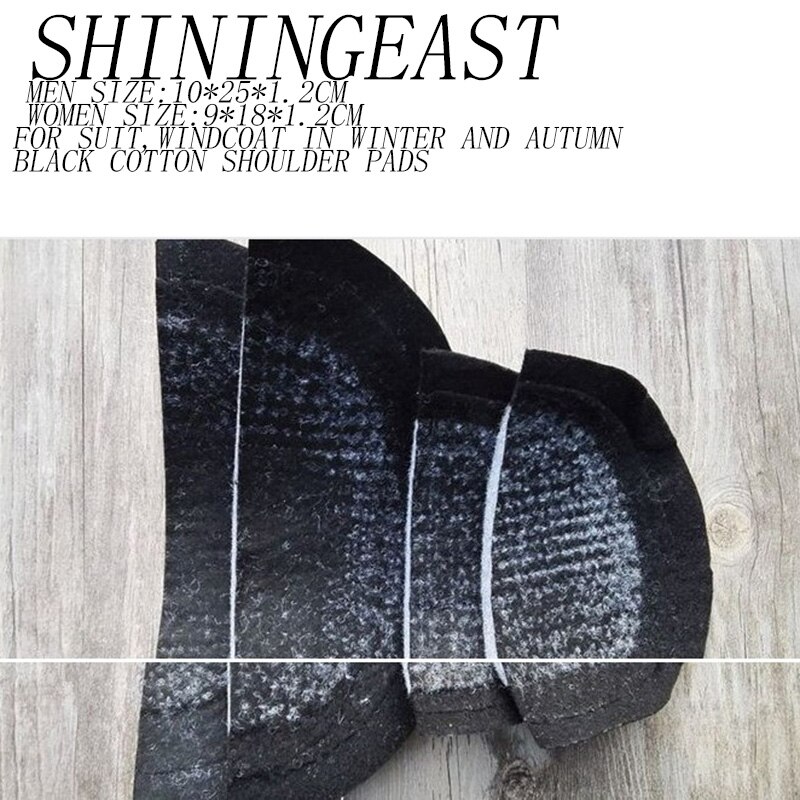 5 paar/partij 10*25/9*18cm dikke katoenen zwarte schoudervullingen gewatteerde schoudervullingen voor een windjack in 1.2cm winter en herfst 1810