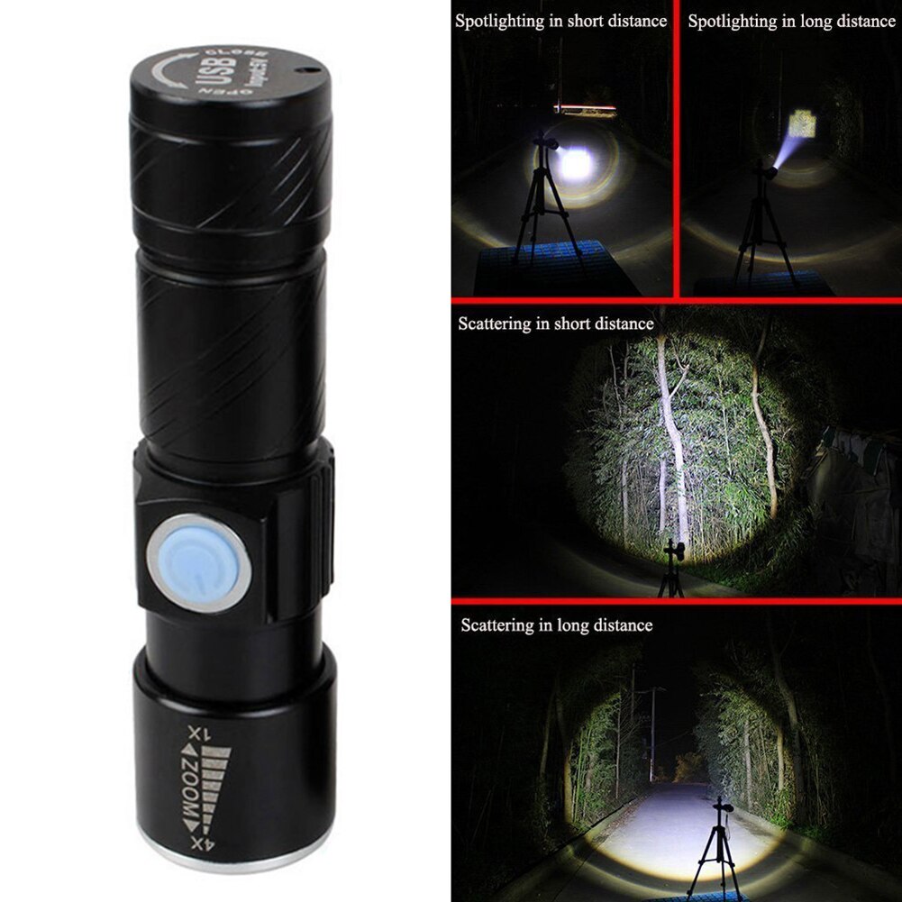 Latarka USB wyróżnij poręczny potężny doprowadziło 3 tryby mini latarka wodoodporna regulacja wiązki światła latarka Usb ładowanie światła nowość