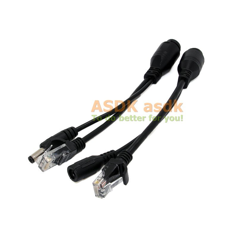 Waterproof POE Adapter cable POE switch Cable Black POE Splitter Injector Separator Combiner